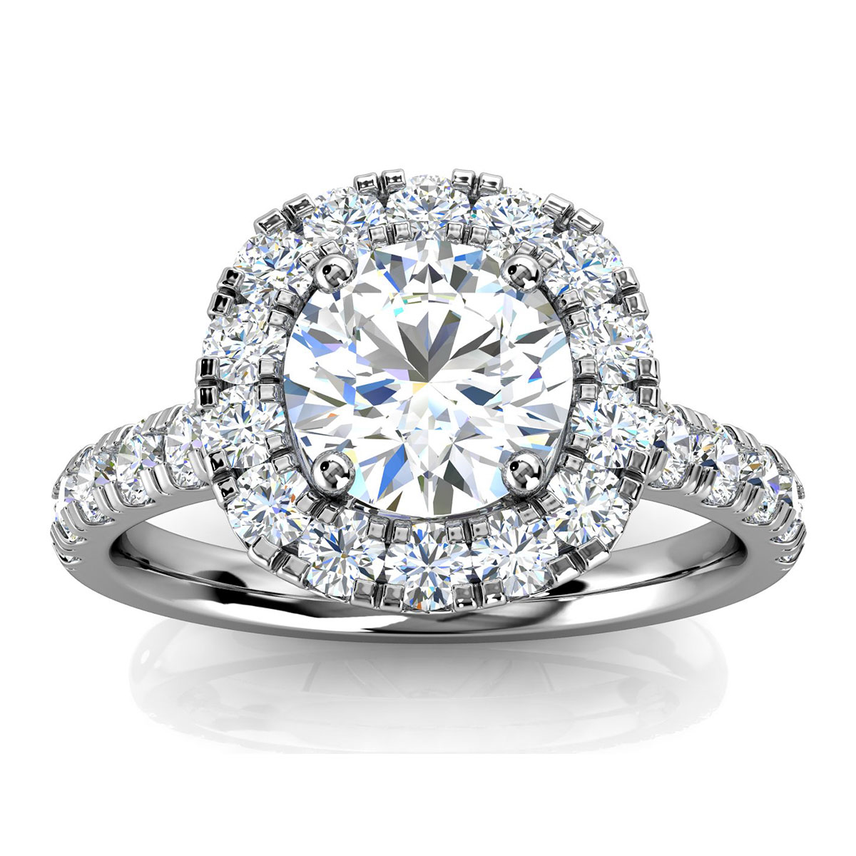 14K White Gold Queen Halo Lab Grown Diamond Ring (2/3 ct. tw)